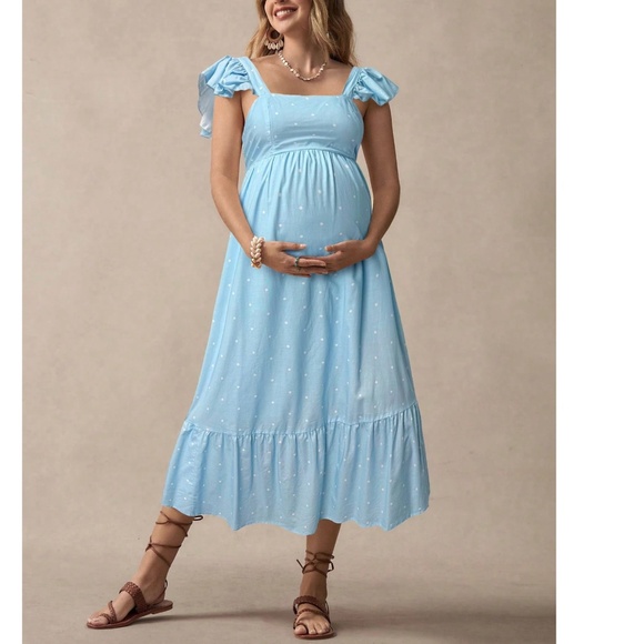 Maternity Polka Dot Back tie Ruffle Hem Dress - Picture 8 of 11